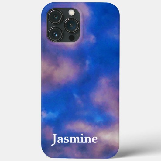 Coques Case-Mate iPhone Nom personnel manuscrit clair bleu ciel nuages (Verso)