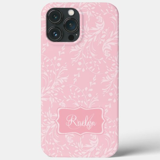 Coques Case-Mate iPhone Nom rose à motif fleur sauvage damassé  (Verso)