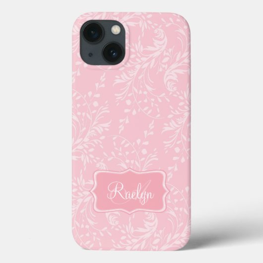 Coques Case-Mate iPhone Nom rose à motif fleur sauvage damassé (Verso)
