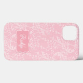 Coques Case-Mate iPhone Nom rose à motif fleur sauvage damassé (Verso (horizontal))