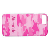 Coques Case-Mate iPhone Nom rose de camouflage de Camo personnalisé (Dos (Horizontal))