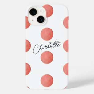 Coque Pour iPhone 14 Nom Rose Pois d'aquarelle or Motif