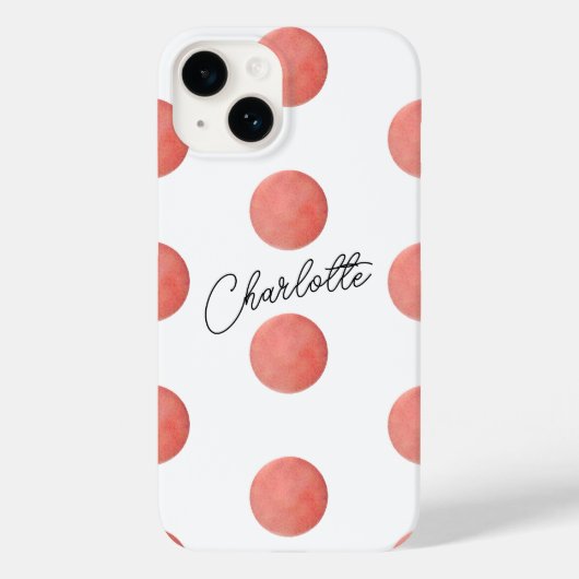 Coques Case-Mate iPhone Nom | Rose Pois d'aquarelle or Motif (Verso)
