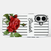 Coques Case-Mate iPhone Nom Rose Rouge à Rayures (Verso (horizontal))