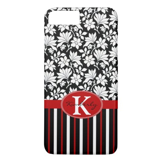 Coques Case-Mate iPhone Nom rouge, blanc et noir / initial (Dos)