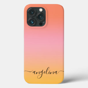 Case-Mate iPhone Case Nom Script Texte Monogramme Dégradé Ombre Orange