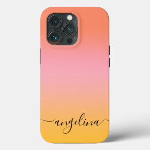 Case-Mate iPhone Case Nom Script Texte Monogramme Dégradé Ombre Orange