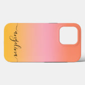 Coques Case-Mate iPhone Nom Script Texte Monogramme Dégradé Ombre Orange (Verso (horizontal))