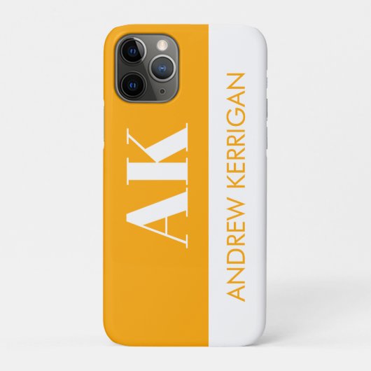Coques Case-Mate iPhone Nom simple et initiales orange et blanc (Dos)