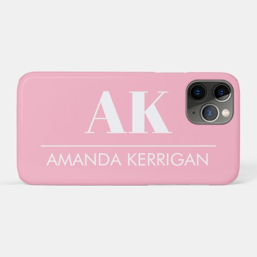 Coques Case-Mate iPhone Nom simple et Initiales rose et blanc doux (Dos (Horizontal))
