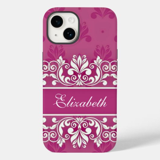 Coques Case-Mate iPhone Nom tourbillon Damask rose (Verso)