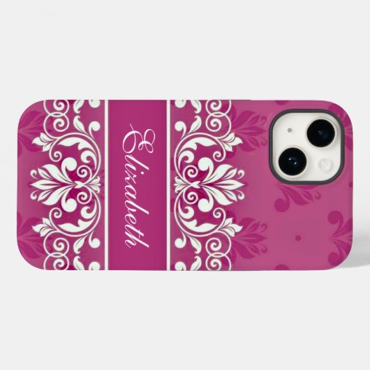 Coques Case-Mate iPhone Nom tourbillon Damask rose (Verso (horizontal))