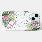 Coques Case-Mate iPhone Nom Tropical Floral Cute personnalisé (Verso (horizontal))