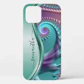 Coques Case-Mate iPhone Nom Turquoise rompu moderne manuscrit (Verso)