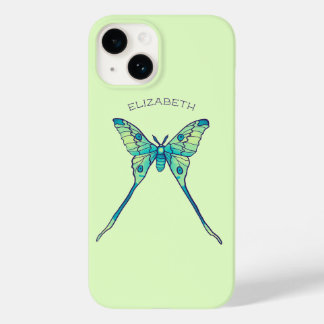 Coque Pour iPhone 14 Nom vert de l'insecte papillon Luna Moth