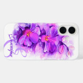 Coques Case-Mate iPhone Nommé éclatant orchidée violet art floral (Verso (horizontal))