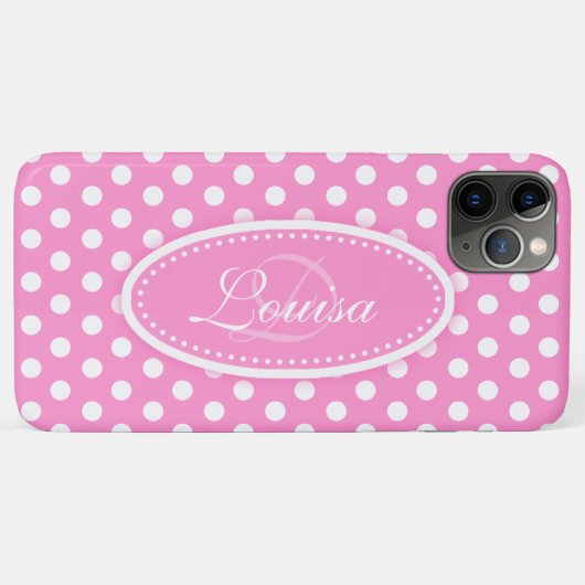 Coques Case-Mate iPhone Nommé point polka rose pâle doux (Dos (Horizontal))