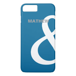 Coque iPhone 8 Plus/7 Plus Noms d'amants à l'esperluette Bleu Blanc Correspon