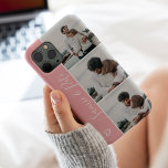 Case-Mate iPhone Case Noms de couple rose moderne 3 photos grille de col<br><div class="desc">Coeur rose roux moderne noms 4 photos collage grille,  cadeau parfait pour un couple ou de meilleurs amis.</div>