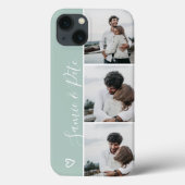 Coques Case-Mate iPhone Noms de couple vert moderne 3 photos grille de col (Verso)