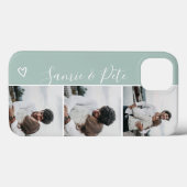 Coques Case-Mate iPhone Noms de couple vert moderne 3 photos grille de col (Verso (horizontal))