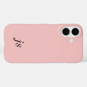 Coques Case-Mate iPhone Noms de monogramme moderne rose blush blanc (Verso (horizontal))