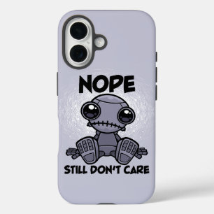 Coques iPhone 16 Nope ne s'en fiche toujours pas mignon robot indif