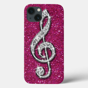 iPhone 13 Coque Note de Musique Diamantée Pailletée Brillante Impr
