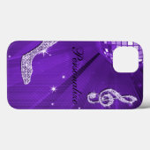 Coques Case-Mate iPhone Note de musique et talon aiguille violet scintilla (Verso (horizontal))