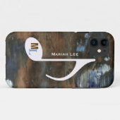 Coques Case-Mate iPhone note de musique personnalisée texture ancienne (Dos (Horizontal))