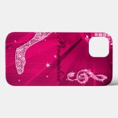 Coques Case-Mate iPhone Note de musique rose chaud brillant et talon aigui (Verso (horizontal))