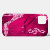 Coques Case-Mate iPhone Note de musique rose chaud brillant et talon aigui (Verso (horizontal))