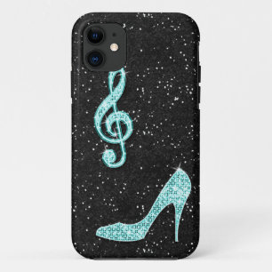 Etui iPhone Case-Mate Note de musique sarcelle scintillante et talon aig