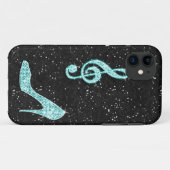Coques Case-Mate iPhone Note de musique sarcelle scintillante et talon aig (Dos (Horizontal))