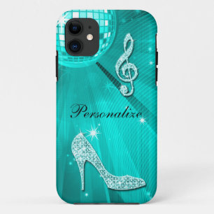 Case-Mate iPhone Case Note de musique sarcelle scintillante et talon aig