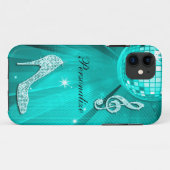 Coques Case-Mate iPhone Note de musique sarcelle scintillante et talon aig (Dos (Horizontal))