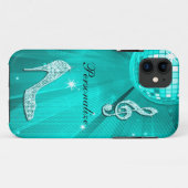 Coques Case-Mate iPhone Note de musique sarcelle scintillante et talon aig (Dos (Horizontal))