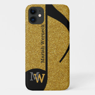 Coque iPhone 11 note musicale personnalisée faux or