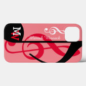Coques Case-Mate iPhone note musicale personnalisée rose (Verso (horizontal))