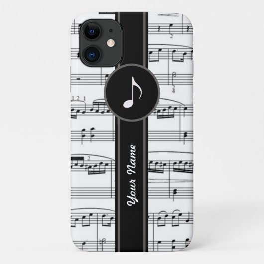 Coques Case-Mate iPhone notes de musique b&w personnalisables (Dos)