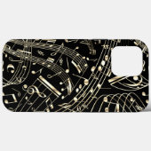 Coques Case-Mate iPhone Notes de musique Black and Gold (Verso (horizontal))