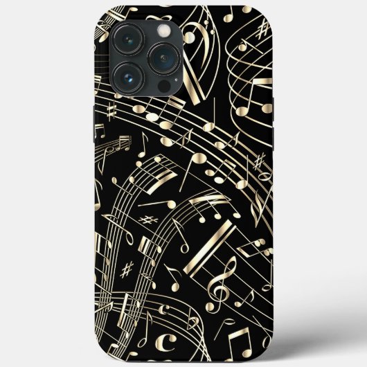 Coques Case-Mate iPhone Notes de musique Black and Gold (Verso)