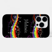 Coques Case-Mate iPhone Notes de musique blanc arc-en-ciel personnalisées (Verso (horizontal))