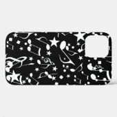Coques Case-Mate iPhone Notes de musique blanche sur le noir (Verso (horizontal))