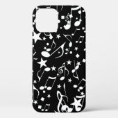 Coques Case-Mate iPhone Notes de musique blanche sur le noir (Verso)