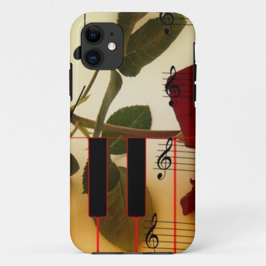 Coques Case-Mate iPhone Notes de musique Clavier Red Rose Blossom Destiny (Dos)