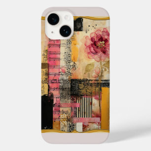 Coque Pour iPhone 14 Notes de musique et de fleurs roses