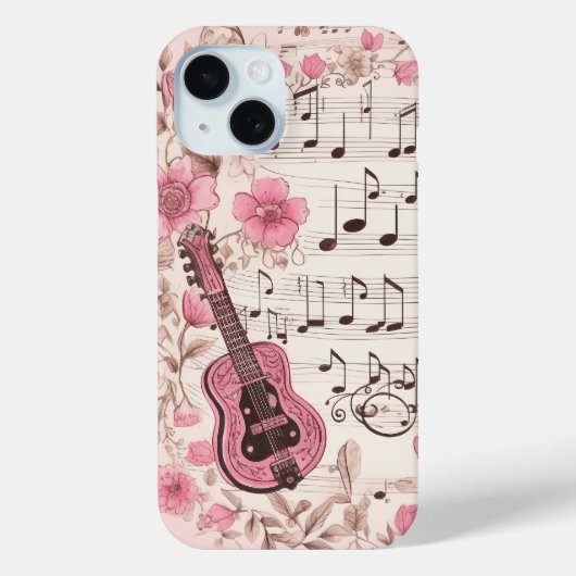 Coques Case-Mate iPhone Notes de musique et Fleurs style rétro (Verso)