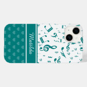 Coques Case-Mate iPhone Notes de musique et Motif de coeur Turquoise et bl (Verso (horizontal))