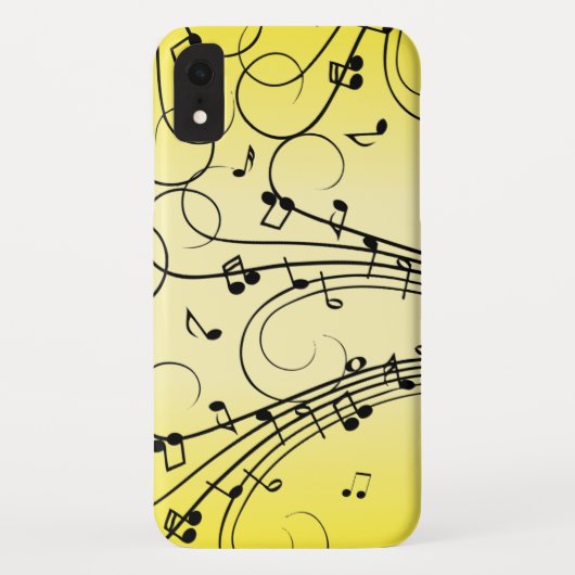 Coques Case-Mate iPhone Notes de musique fantaisie jaune (Dos)